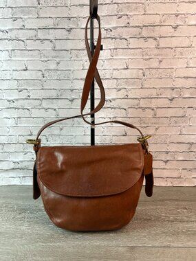 Rare Coach Black Leather Vintage Carlton Flap Crossbody Bag  Pre1994